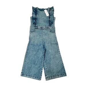 NWT Janie and Jack Wide Leg Denim Jumpsuit Size 5